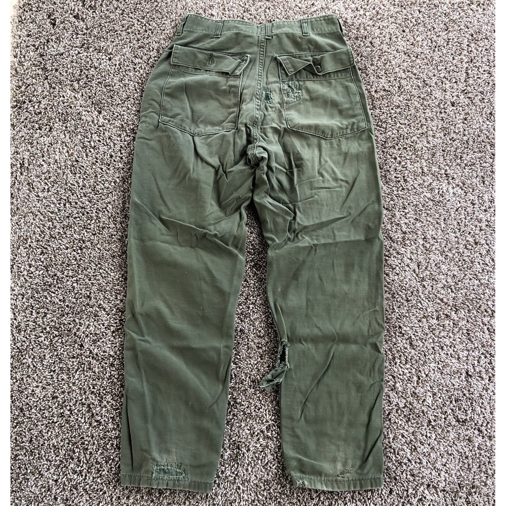 Vintage Military OG-107 Sateen Fatigue Pants Size 28x29 Type 1 Trousers Distress - Picture 4 of 12